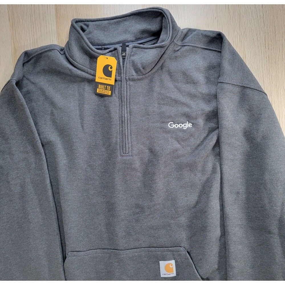 Carhartt Sweatshirt Mens 2XL Loose Midweight 1/4 Zip Mock-Neck Gray Google NWT - Picture 3 of 12
